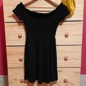 Black Off the Shoulder or Cap Sleeve Skater Dress